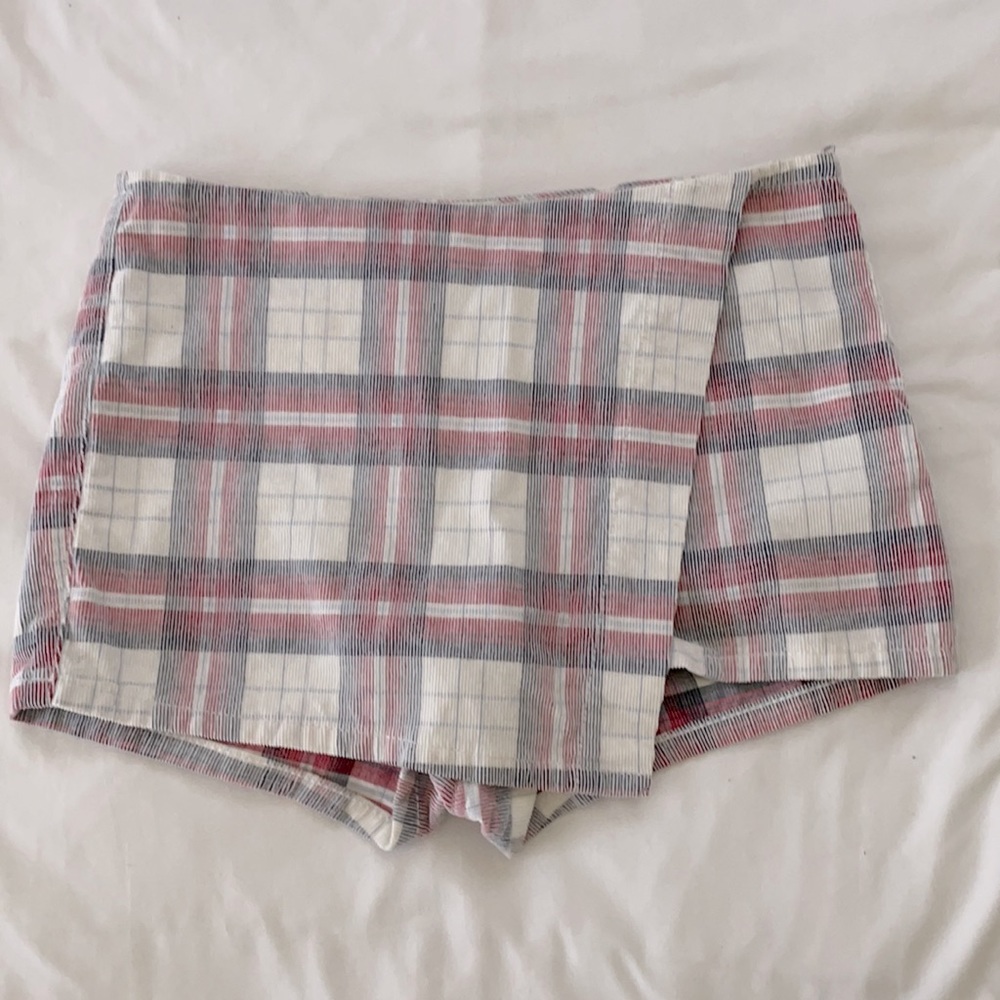 Plaid corduroy skort